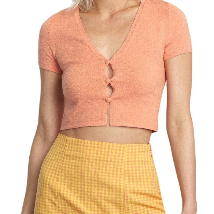 RVCA DOLLY KNITTED CROP TOP - LILIKOI