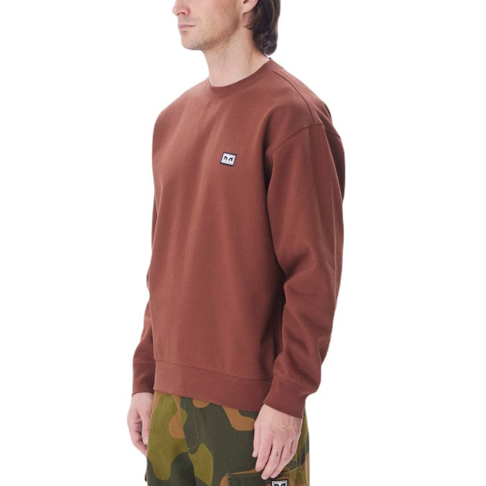 OBEY ESTABLISHED WORKS EYES CREW SWEATER - SEPIA