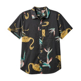 BRIXTON CHARTER PRINT SHORT SLEEVE WOVEN OVERHEMD - BLACK/STRAW/CORAL PINK