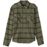 BRIXTON BOWERY STRETCH WATER RESISTANT FLANNEL OVERHEMD - OLIVE SURPLUS/BLACK/WHITE